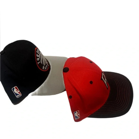 Vintage 2 x Toronto Raptor red black athletic SnapBack fitted baseball hat S/M - Picture 2 of 7